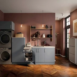 ART9270025151 - Fossbad Vaskerom 270 Sort matt med Lys eik benkeplate -